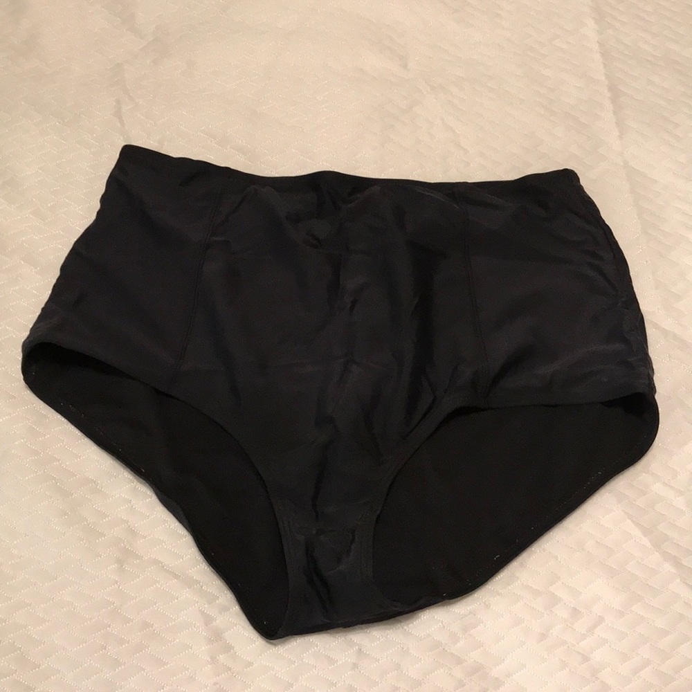 High waisted black bathing suit bottoms